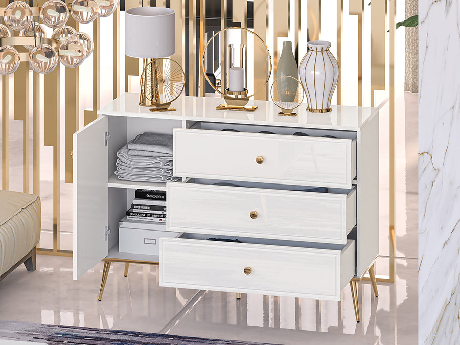 Kommode – GOLDIN – Moderne Hochglanz-Kommode mit Schubladenauszug und Soft-Close