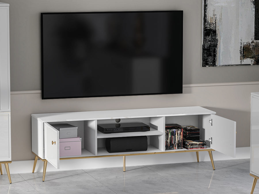 TV-Schrank – GOLDIN 06 – Moderner Fernsehschrank mit Hochglanzfront und Soft-Close-System