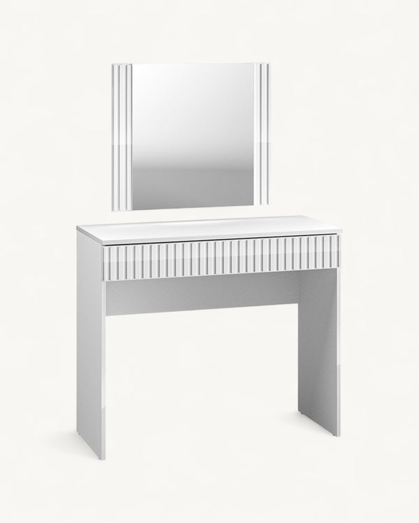 IGNA 01 Schminktisch – 134 cm – Moderner Schminktisch mit Spiegel und Hochglanzfront