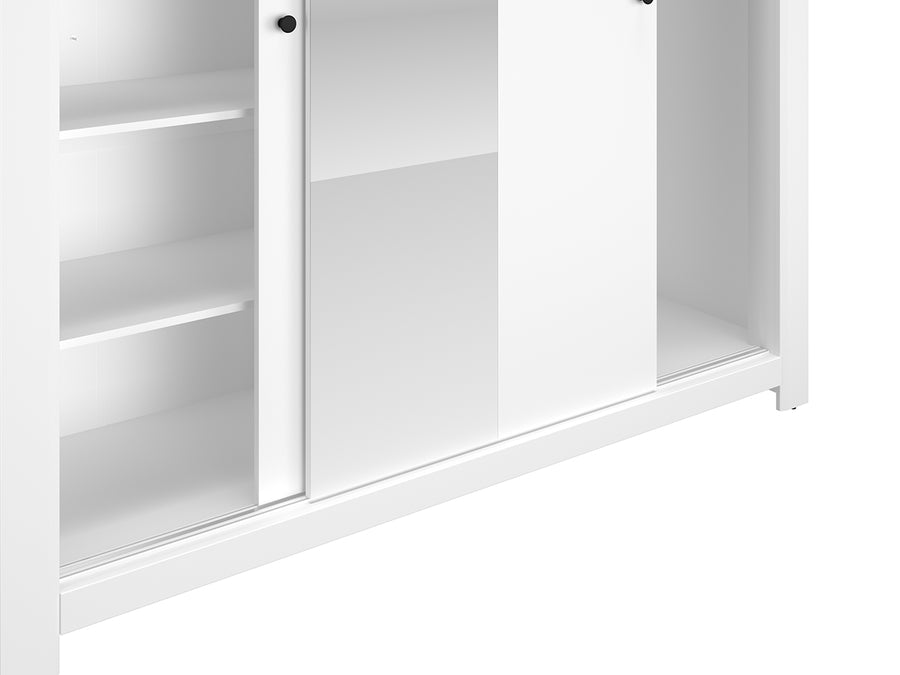 Kleiderschrank – LAHTI 01 – Moderner Schwebetürenschrank mit Spiegel in Weiß Mat