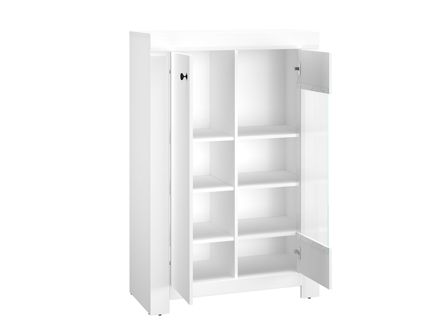Vitrine – LAHTI 07 – Eleganter Vitrinenschrank in Weiß Mat mit Glastür