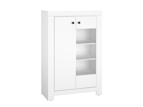 Vitrine – LAHTI 07 – Eleganter Vitrinenschrank in Weiß Mat mit Glastür