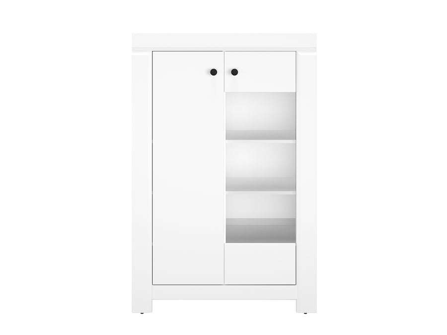 Vitrine – LAHTI 07 – Eleganter Vitrinenschrank in Weiß Mat mit Glastür