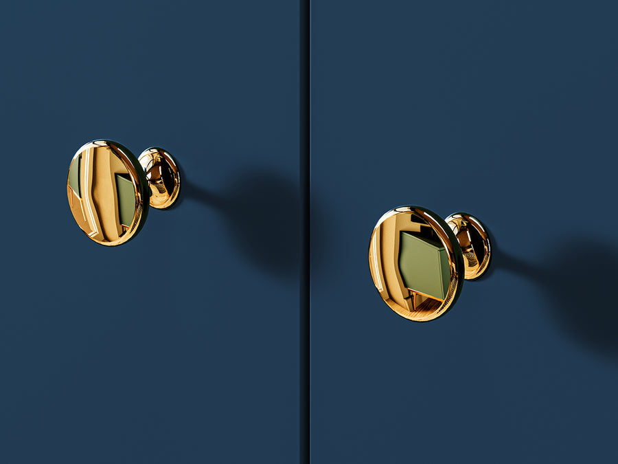 Kommode – MARINE 03 – Elegantes Sideboard in Dunkelblau mit goldenen Beinen
