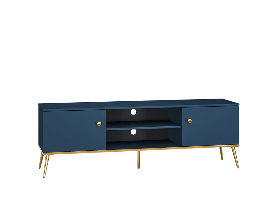 TV Board – MARINE 05 – Modernes Lowboard in Dunkelblau mit goldenen Beinen