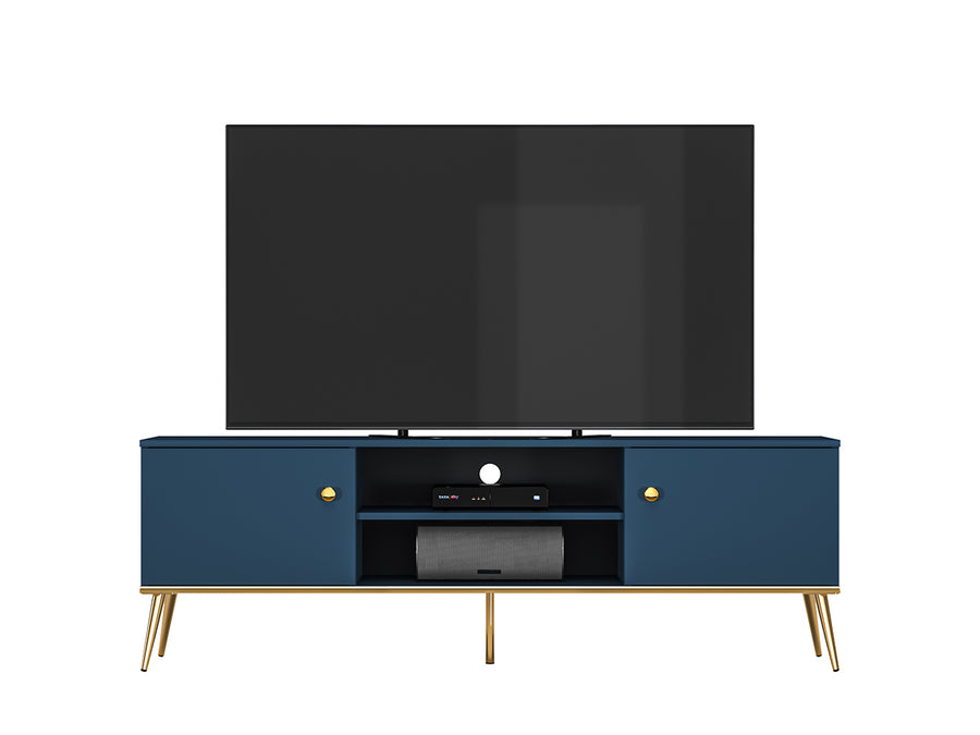 TV Board – MARINE 05 – Modernes Lowboard in Dunkelblau mit goldenen Beinen