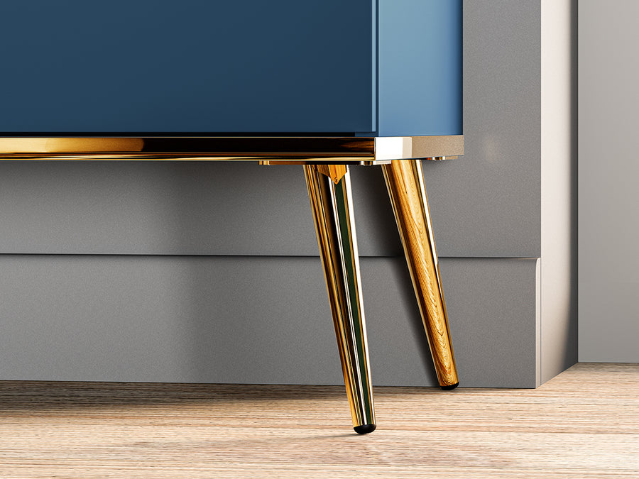 TV Board – MARINE 05 – Modernes Lowboard in Dunkelblau mit goldenen Beinen