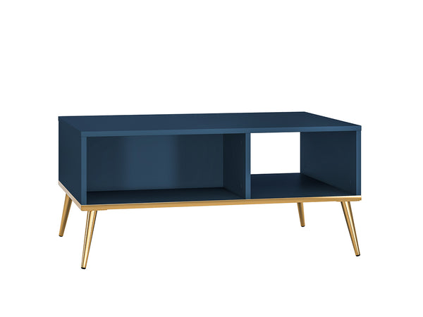 Couchtisch – MARINE 07 – Eleganter Wohnzimmertisch in Dunkelblau mit goldenen Beinen