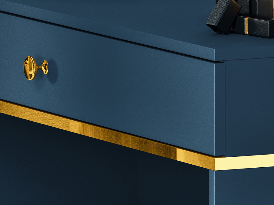 Schminktisch – MARINE 09 – Elegante Frisiertisch-Konsole in Dunkelblau mit Goldakzenten