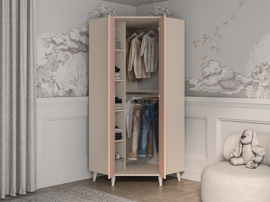 Kleiderschrank – MEVEL 01 – Moderner Drehtürenschrank mit Stauraum
