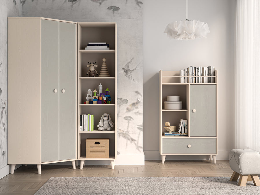 Kleiderschrank – MEVEL 01 – Moderner Drehtürenschrank mit Stauraum