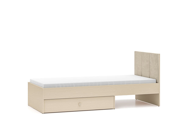 Bett - (MEVEL) - 94 cm - Modernes Einzelbett mit Polsterkopfteil