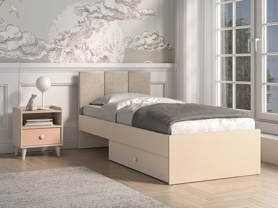 Bett – MEVEL 08 – Modernes Einzelbett mit Polsterkopfteil