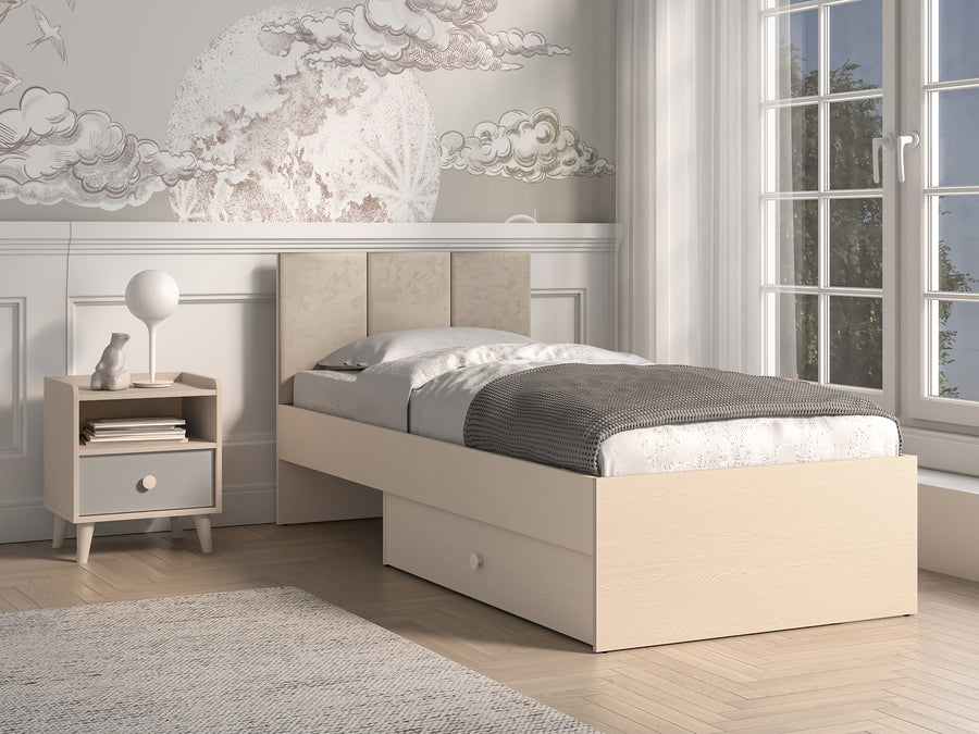 Bett – MEVEL 08 – Modernes Einzelbett mit Polsterkopfteil