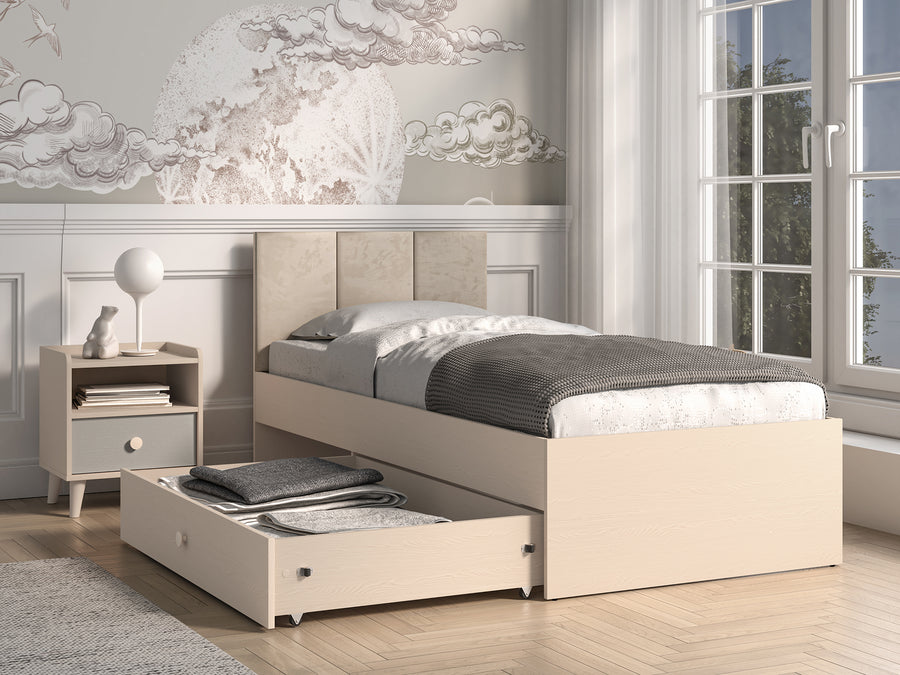 Bett – MEVEL 08 – Modernes Einzelbett mit Polsterkopfteil