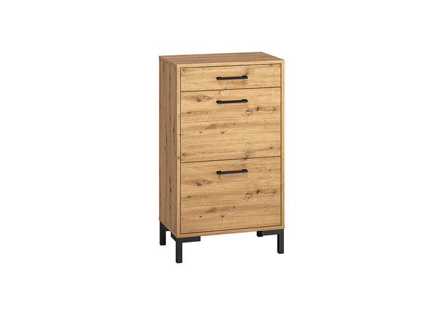 NEVIO 02 Schuhschrank – 94 cm – Moderner Schuhkommode mit Vollauszug und Holzoptik