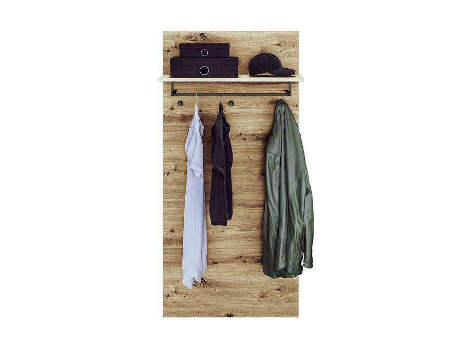Garderobenpaneel – NEVIO 15 – Wandgarderobe mit Holzoptik