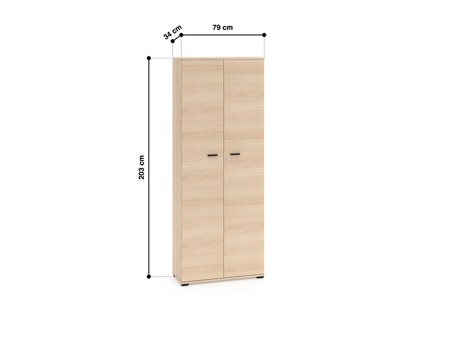 Büroschrank – ODELIS 01 – Abschließbarer Aktenschrank in hellem Holz-Design