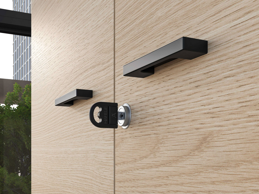 Büroschrank – ODELIS 01 – Abschließbarer Aktenschrank in hellem Holz-Design