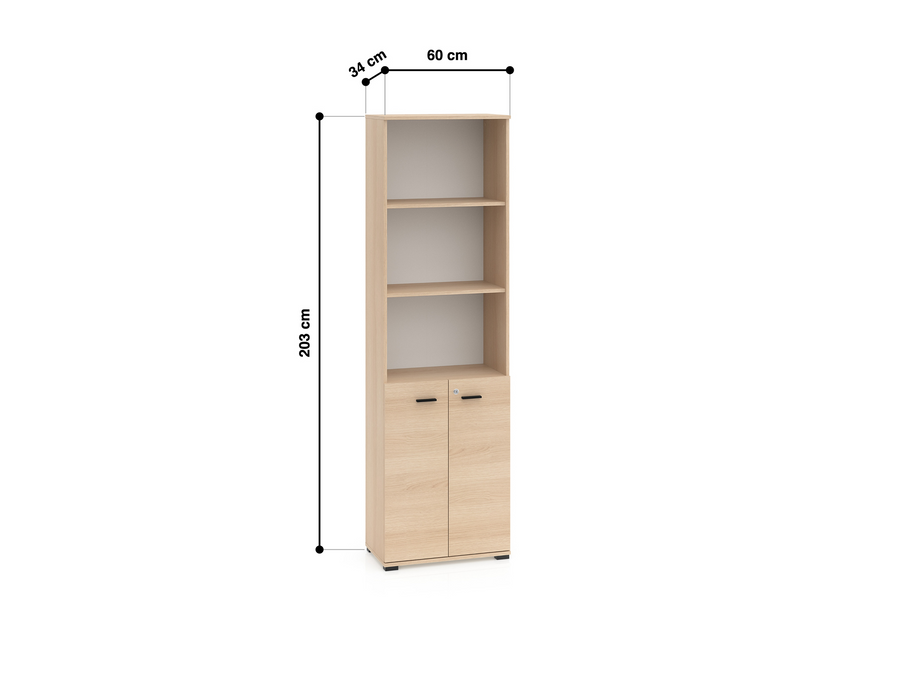 Büroregal – ODELIS – Funktionales Regal mit verschließbarem Stauraum