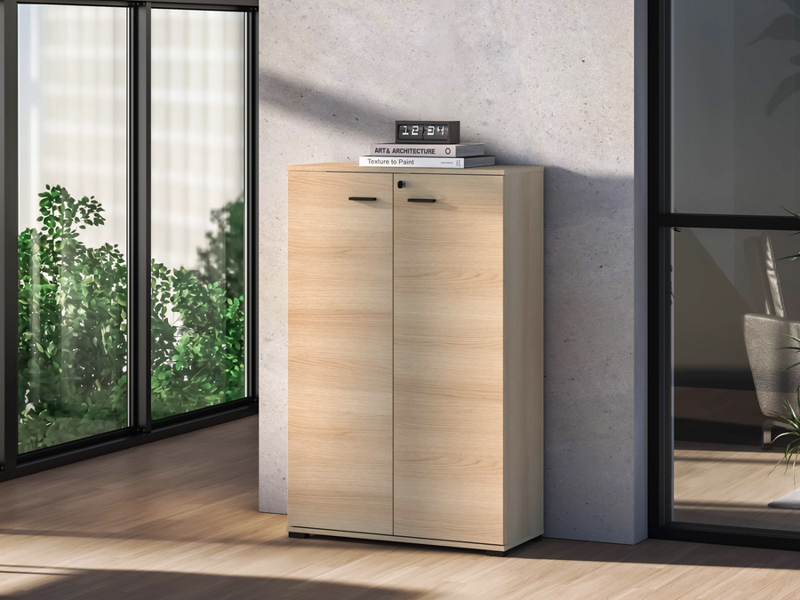 Bürokommode – ODELIS 05 – Abschließbarer Aktenschrank in hellem Holz-Design