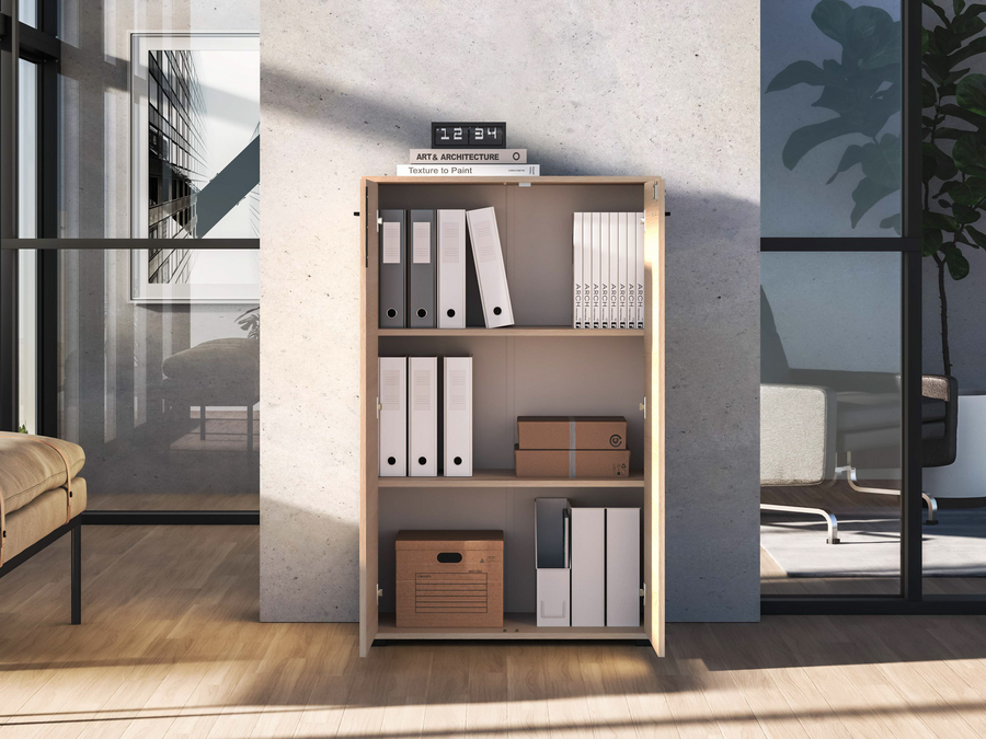 Bürokommode – ODELIS 05 – Abschließbarer Aktenschrank in hellem Holz-Design