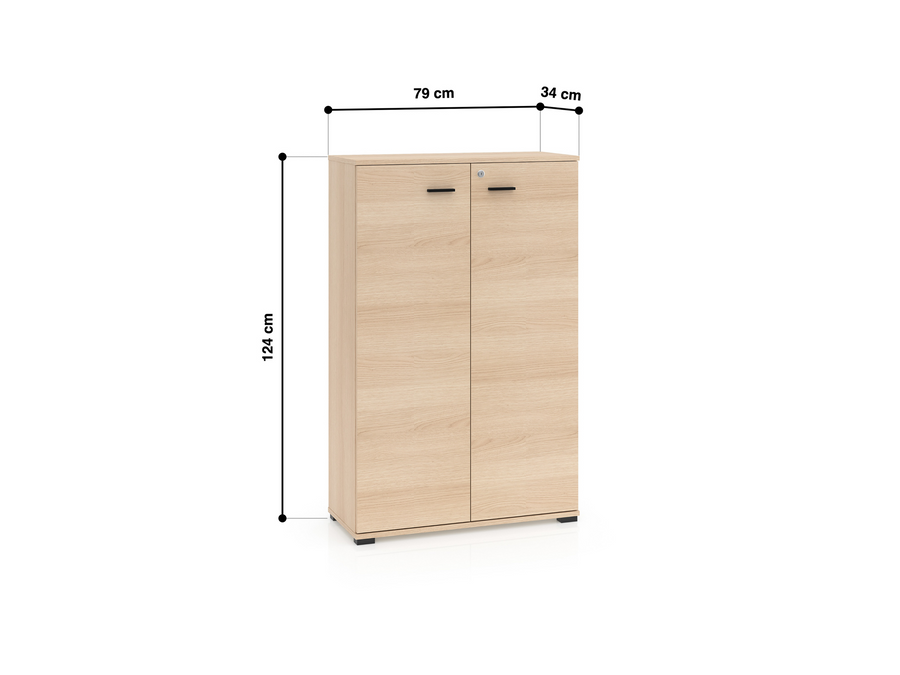 Bürokommode – ODELIS 05 – Abschließbarer Aktenschrank in hellem Holz-Design