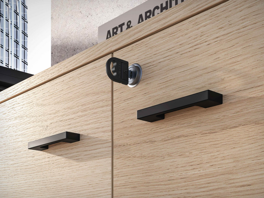 Bürokommode – ODELIS 05 – Abschließbarer Aktenschrank in hellem Holz-Design