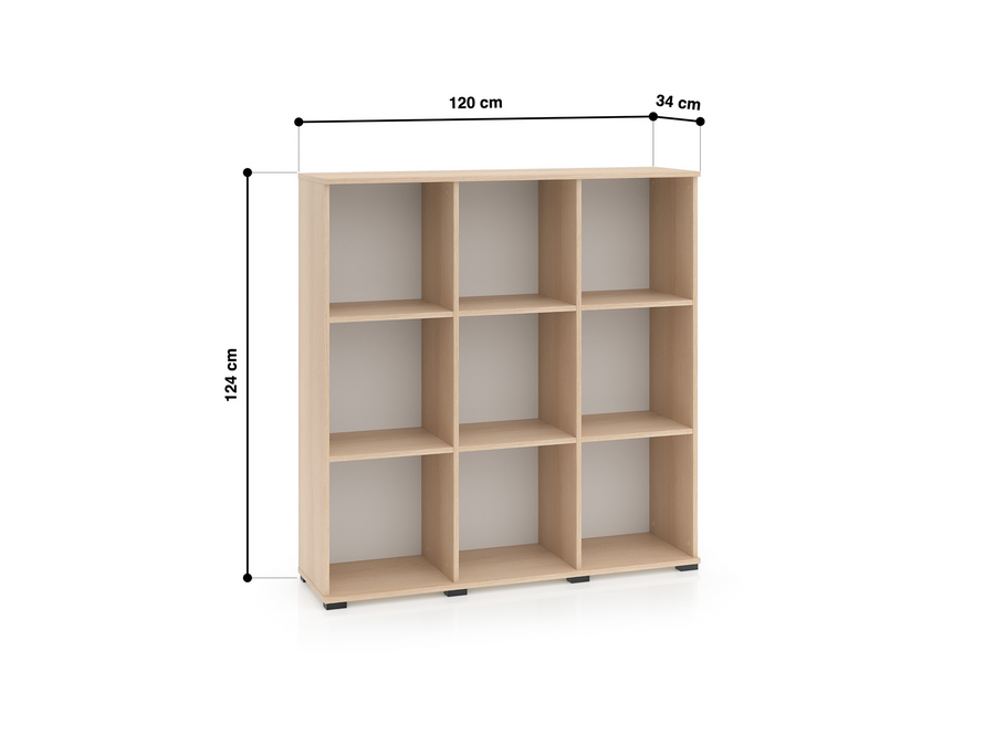Büroregal – ODELIS 06 – Offenes Regal mit neun Fächern in hellem Holz-Design
