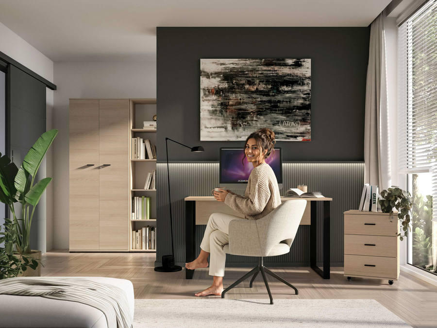 Schreibtisch – ODELIS 08 – Ergonomischer Arbeitstisch mit modernem Metallgestell