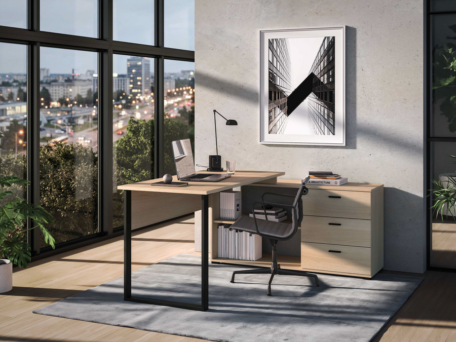 Eckschreibtisch – ODELIS 09 – Ergonomischer Arbeitstisch mit integriertem Stauraum