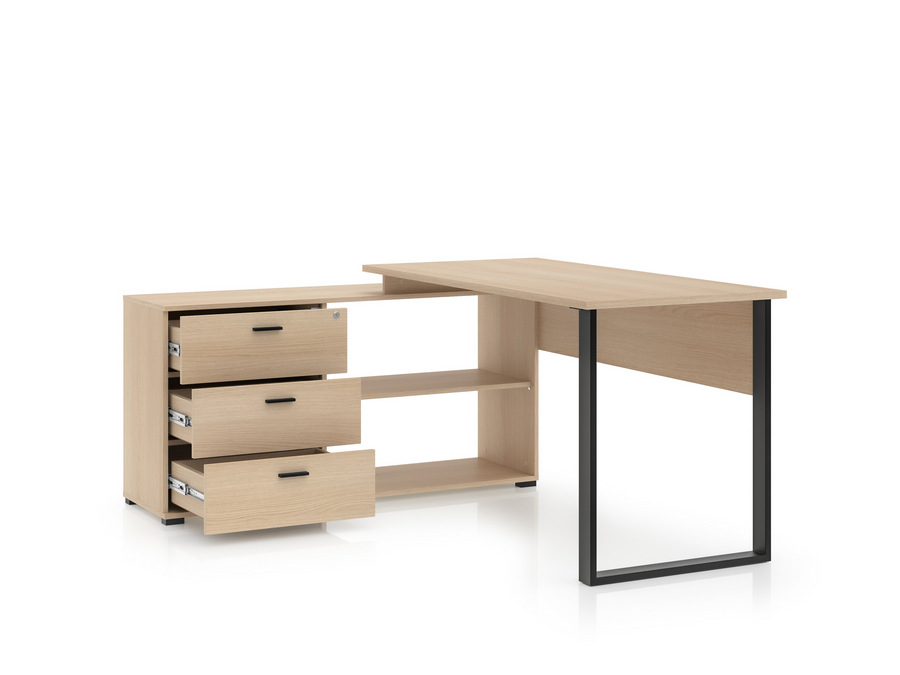 Eckschreibtisch – ODELIS 09 – Ergonomischer Arbeitstisch mit integriertem Stauraum