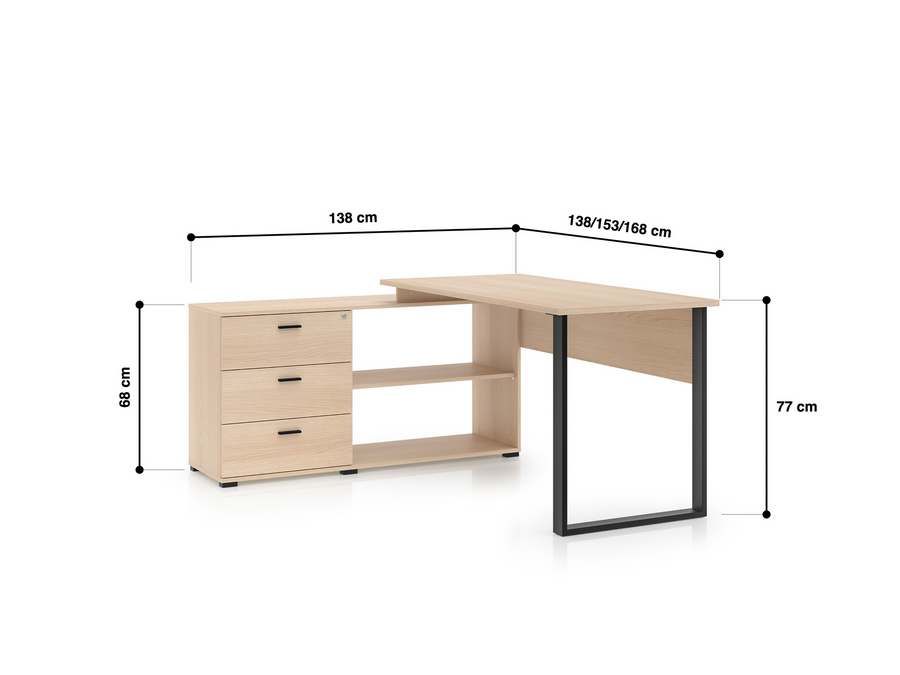 Eckschreibtisch – ODELIS 09 – Ergonomischer Arbeitstisch mit integriertem Stauraum