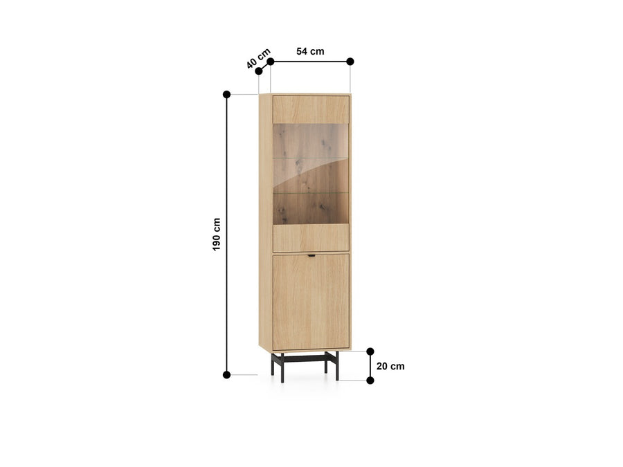 Vitrine – REYNOS 02 – Elegantes Stauraumwunder in natürlicher Holzoptik