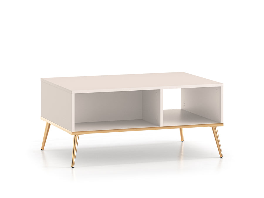 Couchtisch – SELGIN 07 – Elegante Kaschmir-Optik mit vergoldeten Metallbeinen