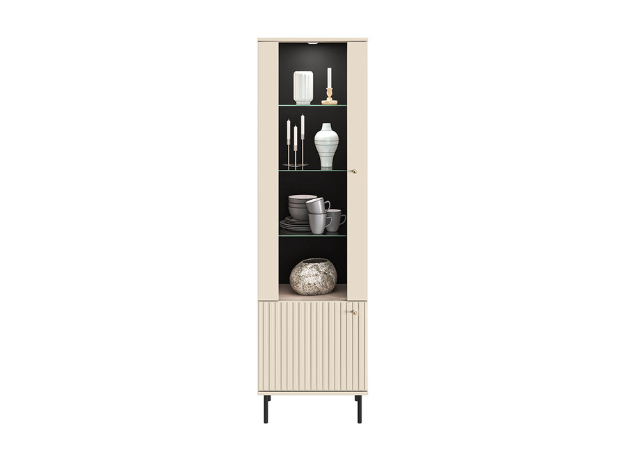 Vitrine – SOPHIE 02 – Moderne Glasvitrine mit MDF-Front und Beleuchtung