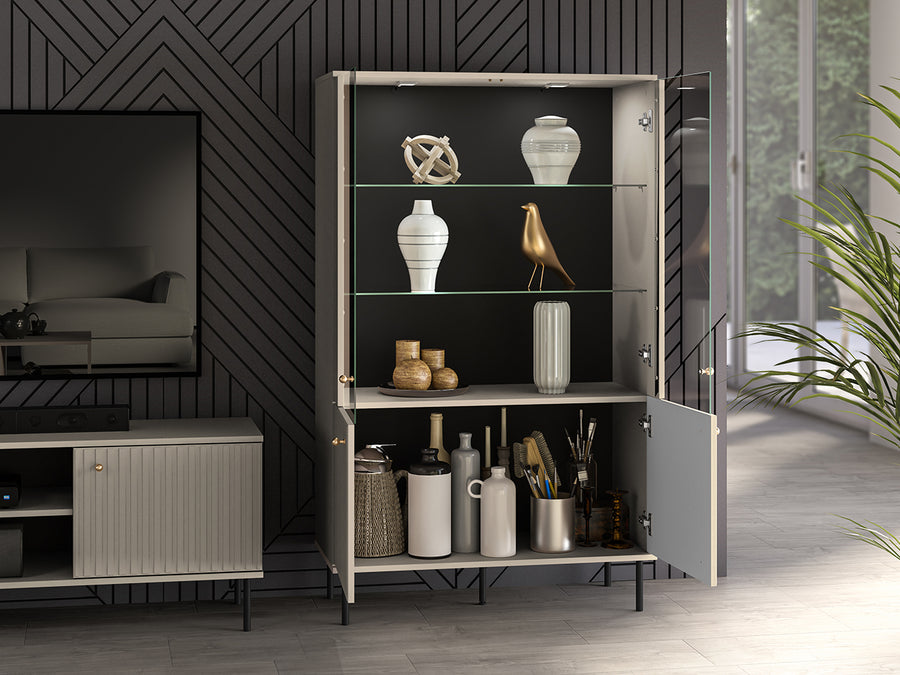 Vitrine – SOPHIE 03 – Moderne Standvitrine mit Glasfront und Beleuchtung