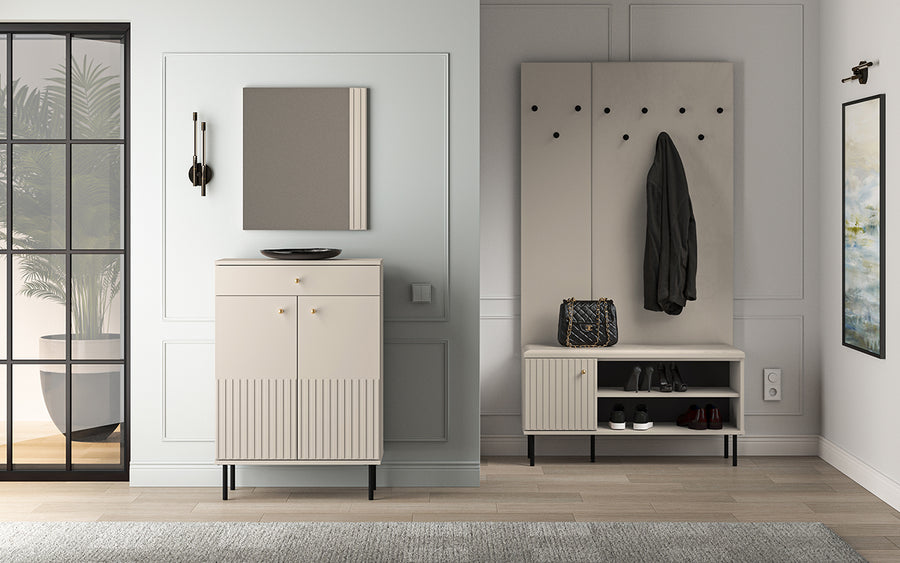 Schuhschrank – SOPHIE 14 – Moderner Flurschrank mit Doppeltüren und Schublade