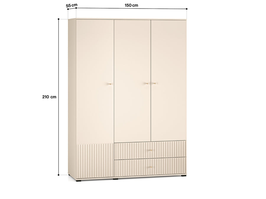 Kleiderschrank – SOPHIE 22 – Moderner Drehtürenschrank mit Schubladen und MDF-Front