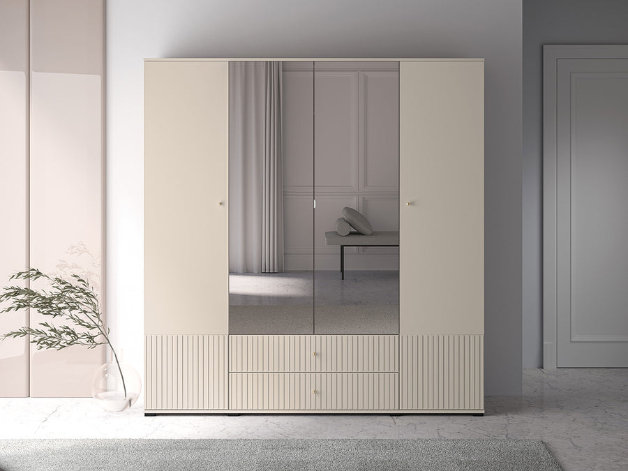 Kleiderschrank – SOPHIE 23 – Moderner Drehtürenschrank mit Spiegel und MDF-Front