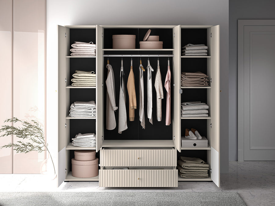 Kleiderschrank – SOPHIE 23 – Moderner Drehtürenschrank mit Spiegel und MDF-Front