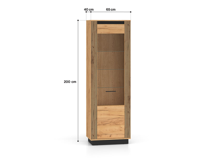 Vitrinenschrank – URSO – Eleganter Glasvitrine mit Holzoptik