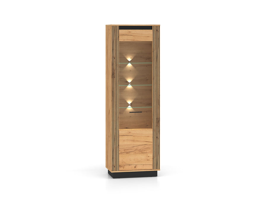 Vitrinenschrank – URSO – Eleganter Glasvitrine mit Holzoptik