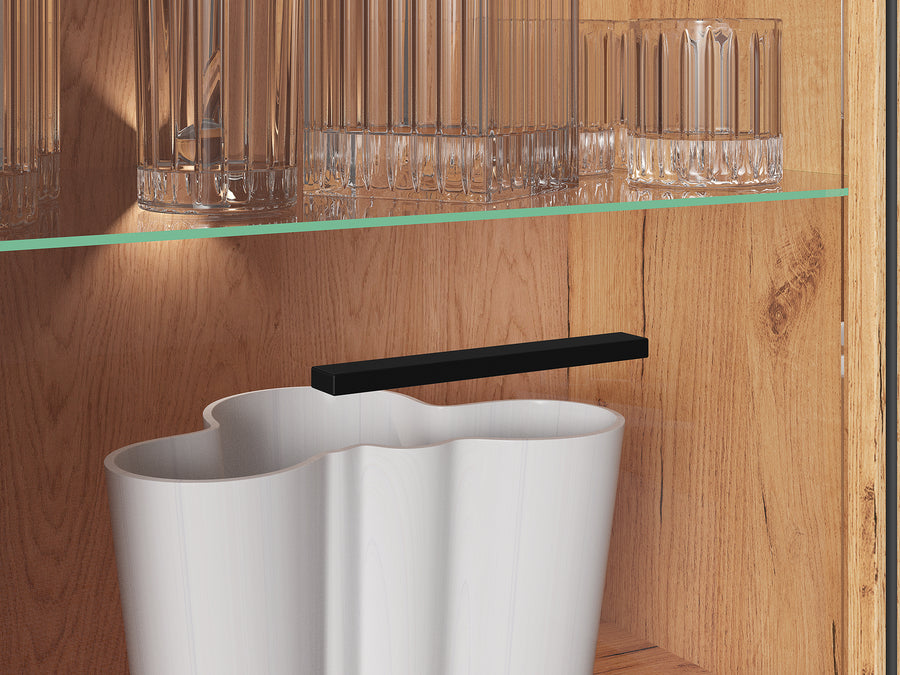 Vitrinenschrank – URSO – Eleganter Glasvitrine mit Holzoptik