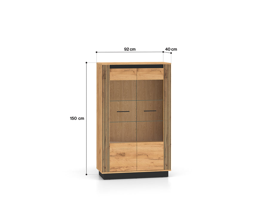 Vitrinenschrank – URSO – Eleganter Glasvitrine mit Holzoptik