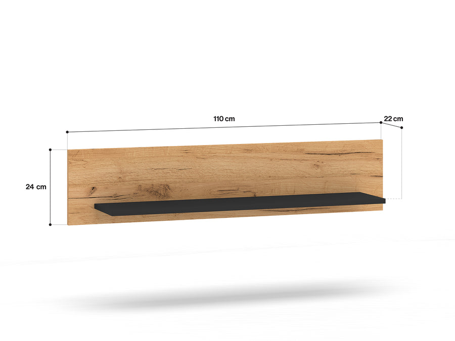 Wandregal – URSO 12 – Moderner Wand-Regalboden mit Holzoptik