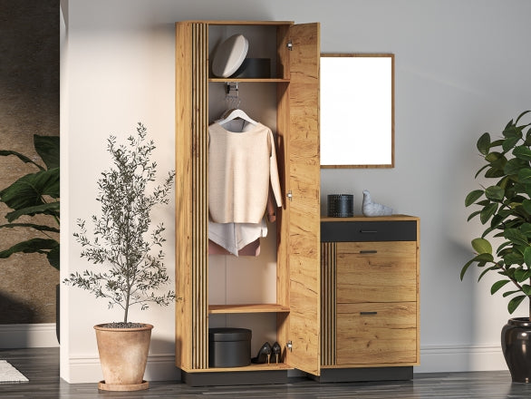 Kleiderschrank – VASCO 01 – Moderner Flurschrank mit Holzoptik