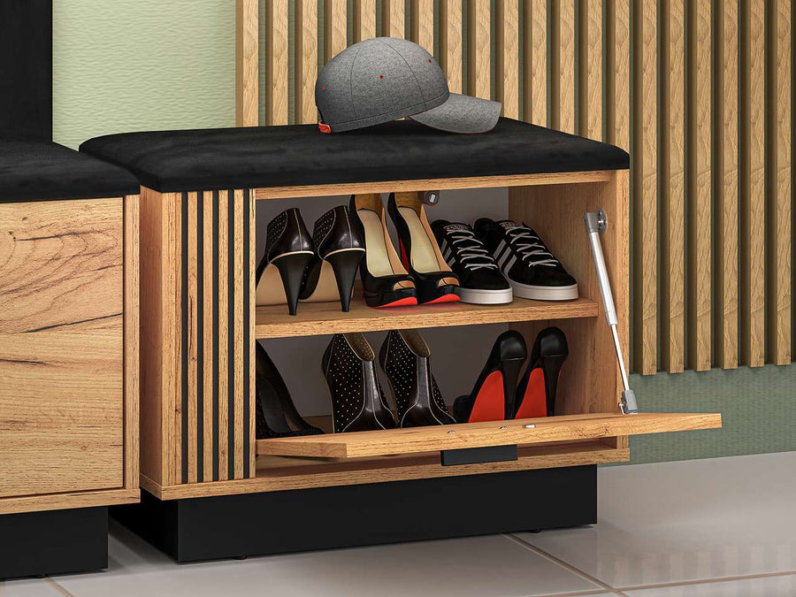 Schuhschrank – VASCO – Moderner Schuhturm mit Holzoptik