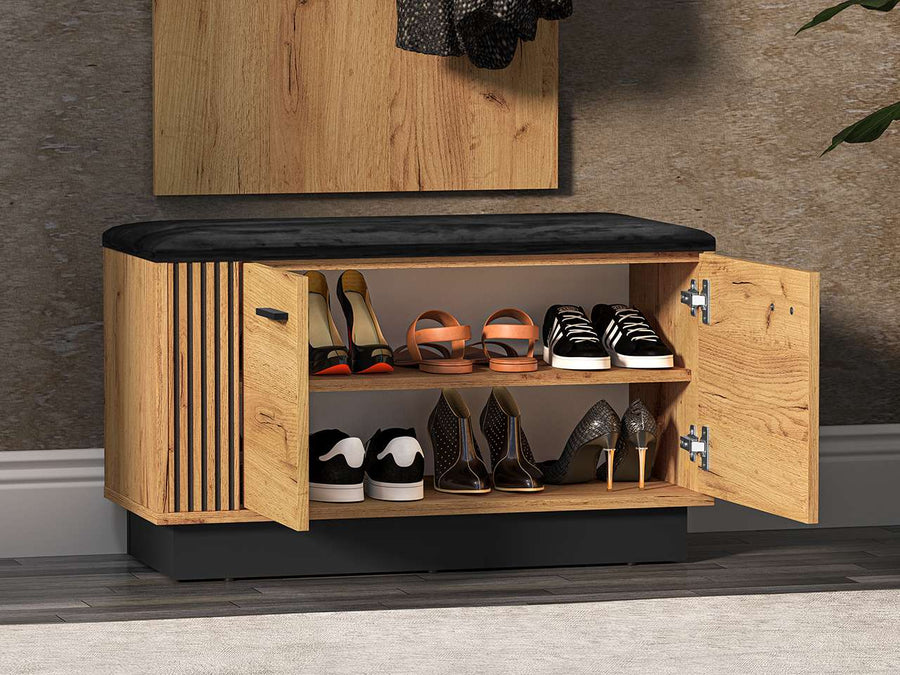 Schuhschrank – VASCO – Modern mit Gold Craft Oak Front