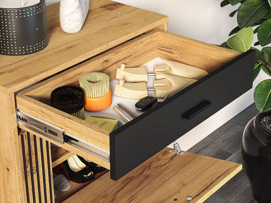 Schuhschrank – VASCO – Moderner Schuhturm mit Holzoptik